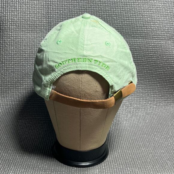 Southern Tide Mini Skipjack Leather Strap Baseball Cap Mens One Size Green - Picture 4 of 7